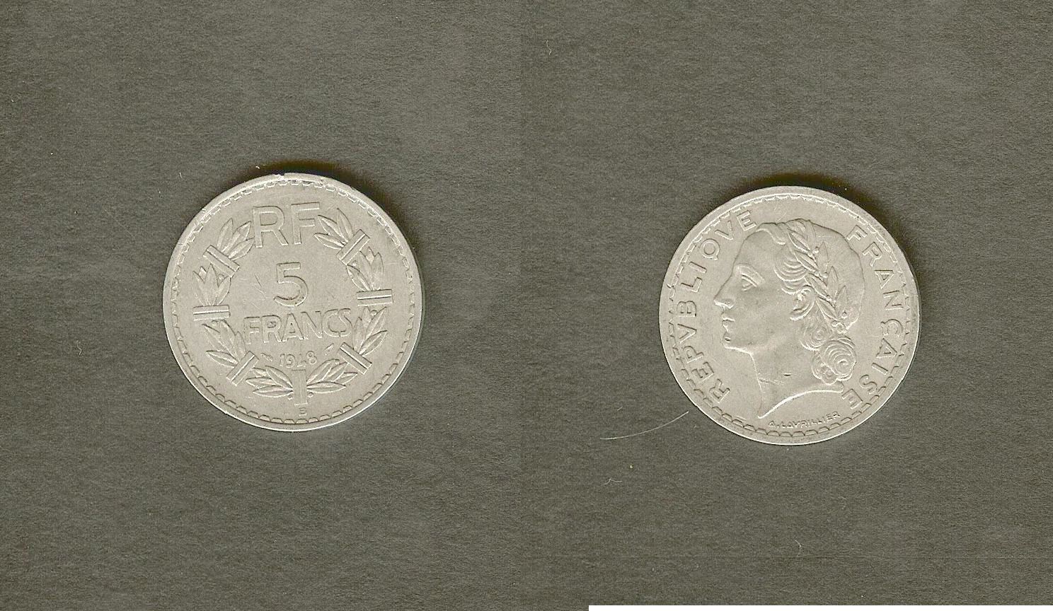 5 francs Lavrillier, aluminium 1948 Beaumont-Le-Roger F.339/15 T